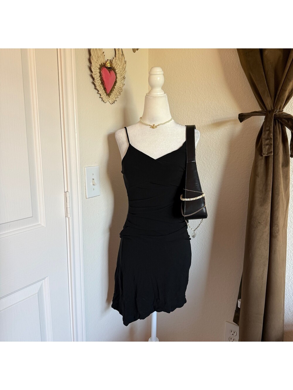 Diane Von Furstenburg Asymmetrical Ruched Detail Little Black Dress Size 8